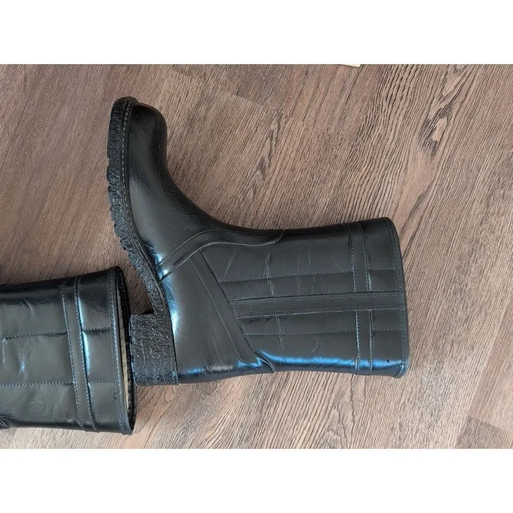 Waterproof Rainboots Vintage Mens 8 Womens 9.5 USA Rubber Wellies Boots Black